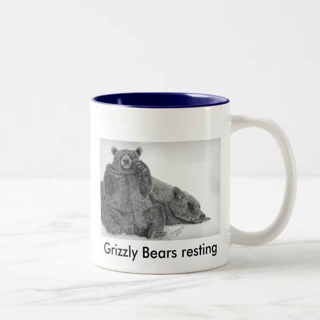 Tasse 2 Couleurs Repos d'ours gris (Droit)