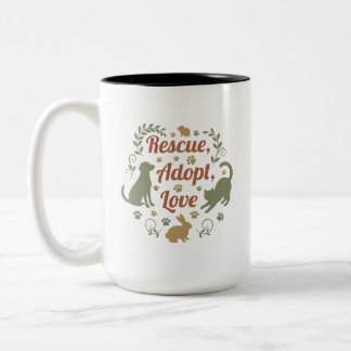 Tasse 2 Couleurs Rescue, Adopt, Love