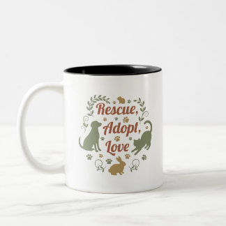 Tasse 2 Couleurs Rescue, Adopt, Love