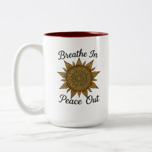 Tasse 2 Couleurs Respire en paix sur Mandala Sun