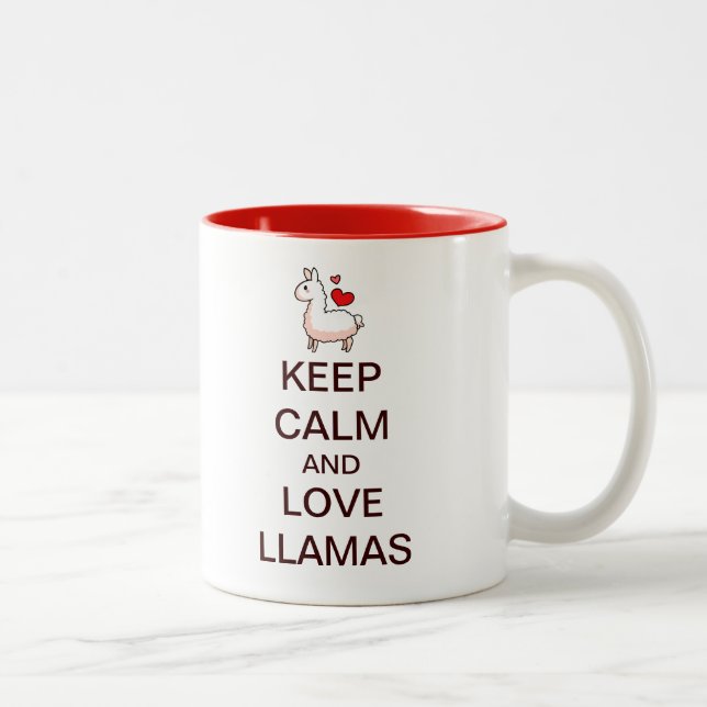Tasse 2 Couleurs Restez calme et amoureux Llamas (Droit)