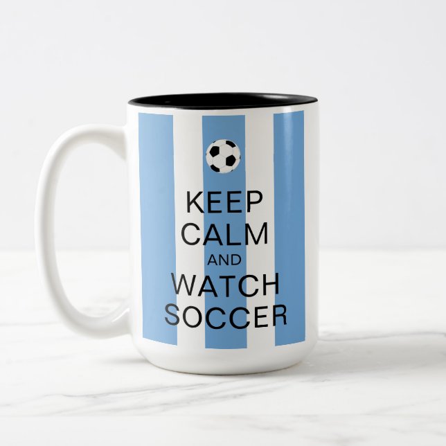 Tasse 2 Couleurs Restez calme et regardez le football Argentine Blu (Gauche)