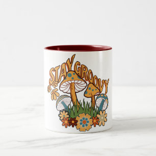 Tasse 2 Couleurs Restez Groovy Champignon Rétro