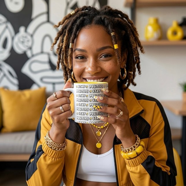 Tasse 2 Couleurs Restez Positif (Créateur téléchargé)