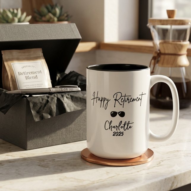 Tasse 2 Couleurs Retirement Gift – “The Adventure Begins” | Elegant (Créateur téléchargé)