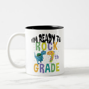 Tasse 2 Couleurs Retour à l'école Je suis prêt à rocher Dino de 7e 