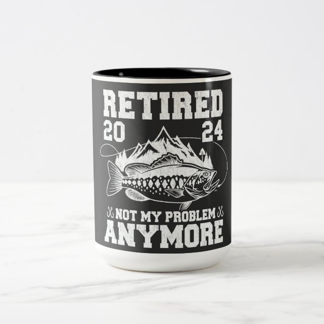 Tasse 2 Couleurs Retraité 2024 Pas mon problème Plus drôle Pêche (Centre)