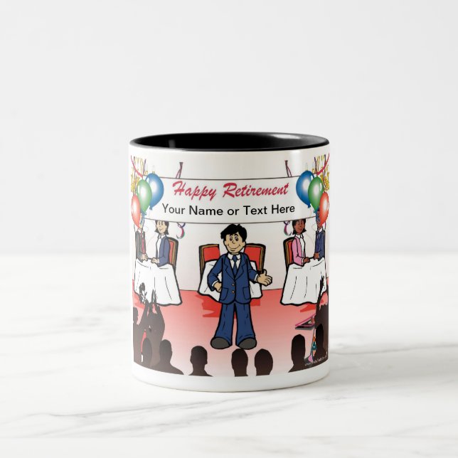 Tasse 2 Couleurs Retraite - Dessin masculin (Centre)
