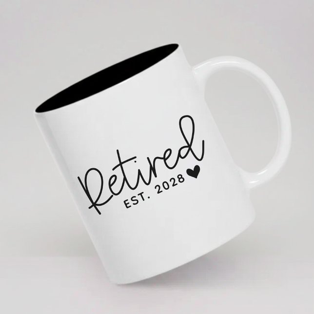 Tasse 2 Couleurs Retraité | Fête de retraite sur mesure avec écritu (Personalized Retirement Mug Gift for Boss or Coworker, Happy Retirement Mug Custom Gift for Him Her)