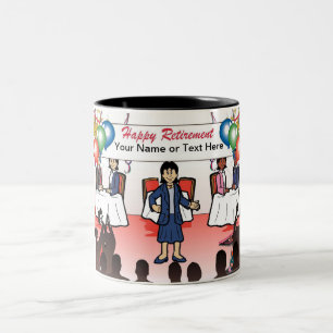 Tasse 2 Couleurs Retraite personnalisée - Cartoon féminin