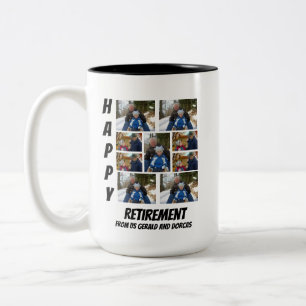 Tasse 2 Couleurs Retraite simple personnalisée 9 Collage photo Tw