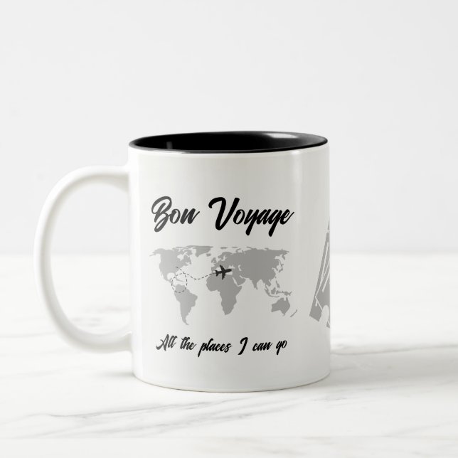 Tasse 2 Couleurs Retraite Voyage à thème Partie mondiale Carte Vint (Gauche)