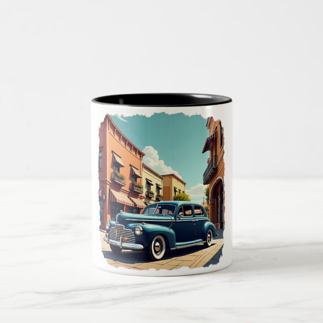 Tasse 2 Couleurs Retro 1940s Classic Car T-Shirt (Centre)