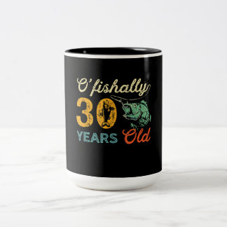 Tasse 2 Couleurs Retro 30th Birthday Fishing Gift Turning 30 Bass