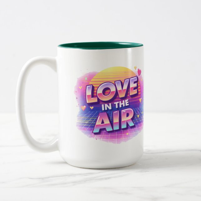 Tasse 2 Couleurs  Retro 80's Love In The Air Valentine Lover Candle (Gauche)