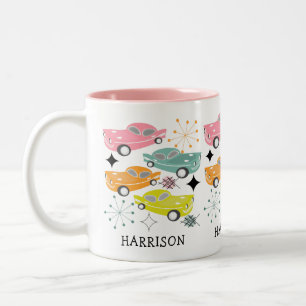 Tasse 2 Couleurs Retro Cars Starburst atomique moderne milieu du si