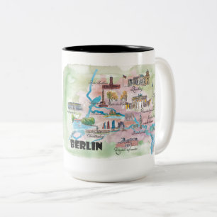 Tasse 2 Couleurs Rétro carte vintage de Berlin Allemagne