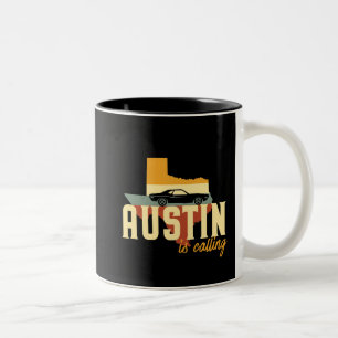 Tasse 2 Couleurs Rétro carte vintage de ville d'Austin le Texas TX