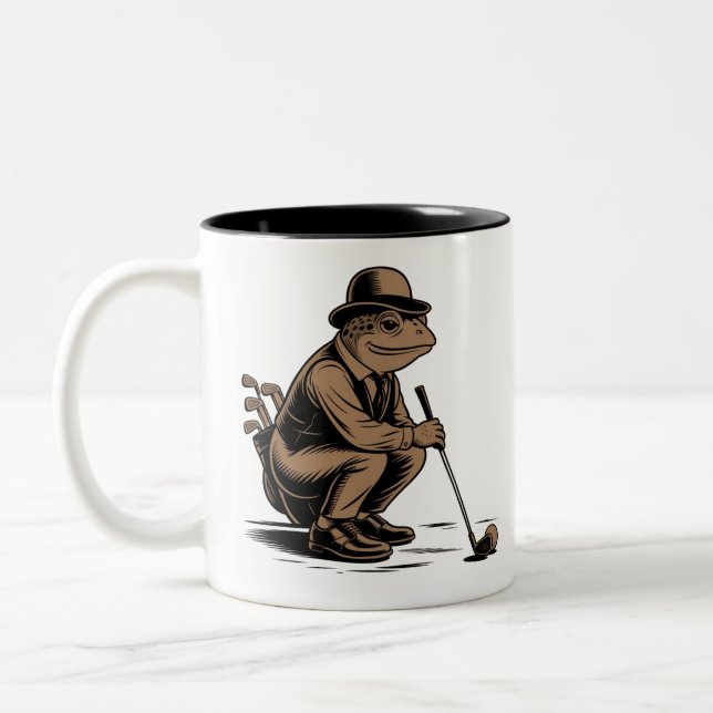 Tasse 2 Couleurs Retro Frog Funny Retro Frog Golf Lover (Gauche)