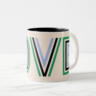 Tasse 2 Couleurs Retro Green Black Blue Tennis Score Amour