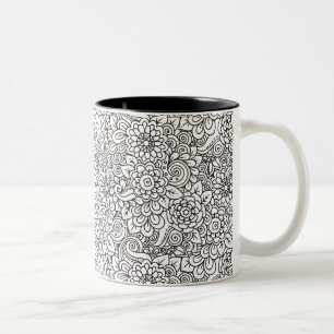 Tasse 2 Couleurs Rétro griffonnage floral