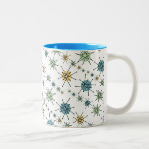 Tasse 2 Couleurs Rétro hippie Starburst atomique géométrique 11o