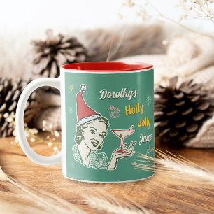 Tasse 2 Couleurs Retro les années 50 Noël Holly Jolly Jolly Juice d