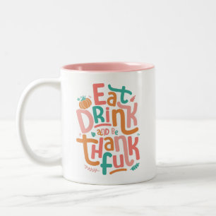 Tasse 2 Couleurs Retro Mangez Boire Et Soyez Merci Bon thanksgiving