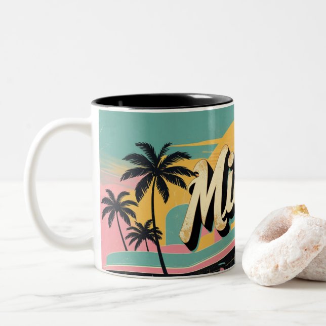 Tasse 2 Couleurs Retro Miami Sunshine (Avec donut)