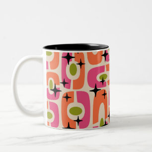 Tasse 2 Couleurs Retro Mid-Century moderne Cosmique Abstrait Motif