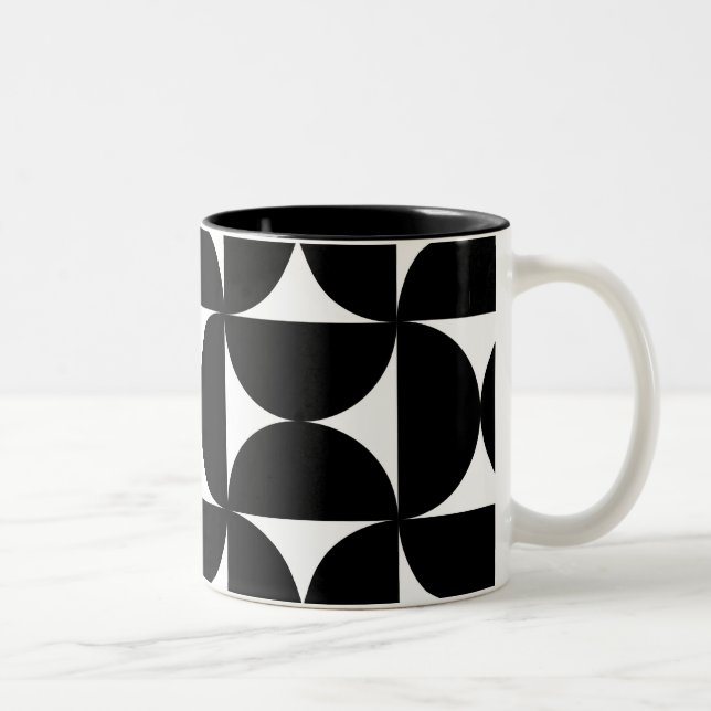 Tasse 2 Couleurs Retro Minimalist Style Black Geometric Bauhaus (Droit)