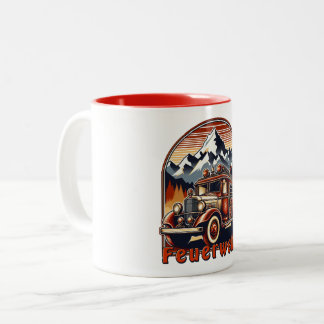 Tasse 2 Couleurs Rétro-pompier et montagne