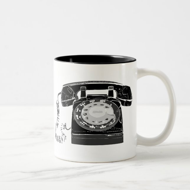 Tasse 2 Couleurs Rétro téléphone (Droit)
