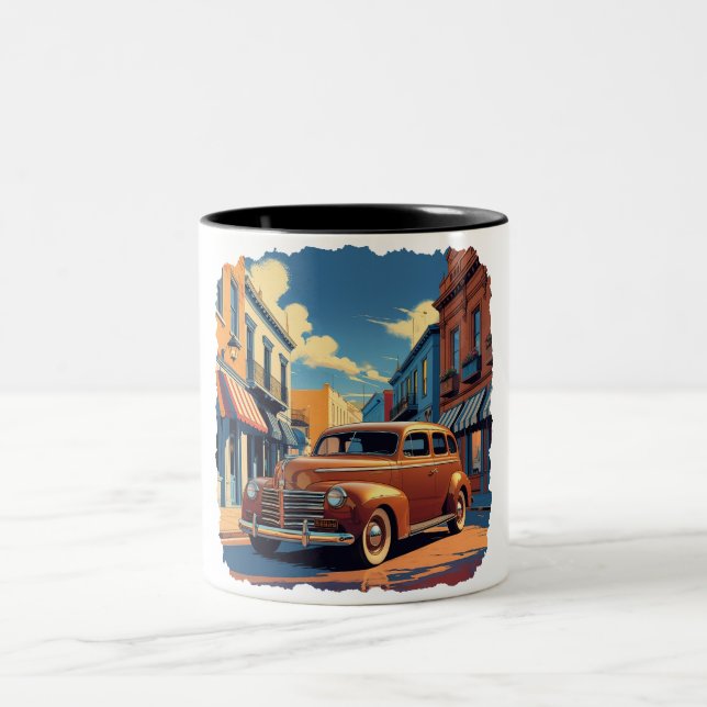 Tasse 2 Couleurs Retro Town Street Scene (Centre)