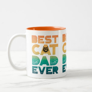 Tasse 2 Couleurs Retro Vintage Sunset Fête des pères Meilleur Chat 