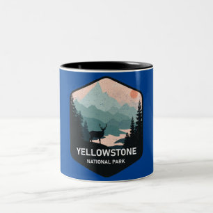 Tasse 2 Couleurs Retro Yellowstone National Park Deer Cadeau Vintag