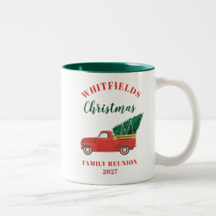Tasse 2 Couleurs Réunion de famille de Noël Camion Rouge Personnali
