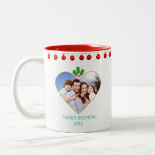 Tasse 2 Couleurs Réunion de famille de Noël, Heart & Holly Berry