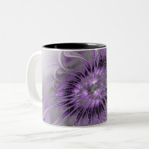 Tasse 2 Couleurs Rêve de Fleur de Lavande Moderne Art Fractal Abstr
