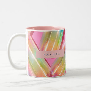 Tasse 2 Couleurs Rêve de sucette arc-en-ciel pailleté personnalisé