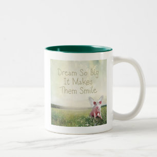 Tasse 2 Couleurs Rêve si grand qu'il leur fait sourire Cochon Volan