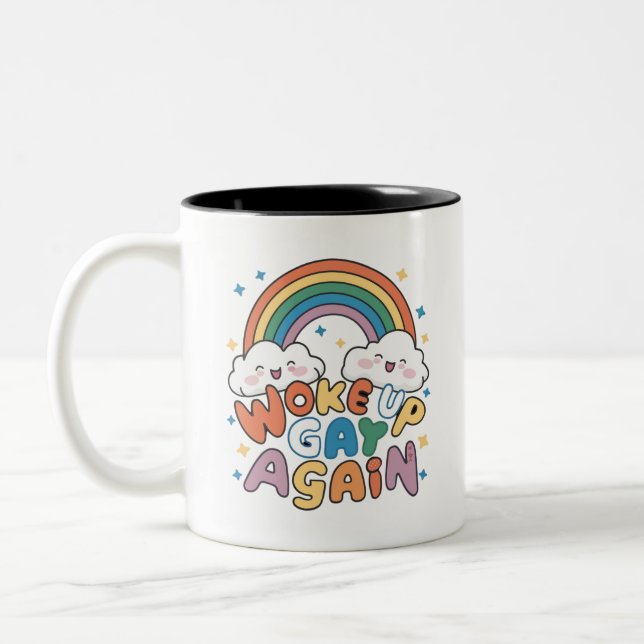 Tasse 2 Couleurs Réveillé Gay de nouveau LGBT Pride Mois Super (Gauche)
