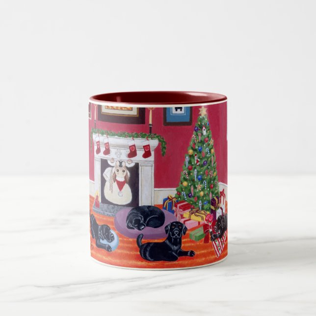 Tasse 2 Couleurs Réveillon de Noël Labradors (Centre)