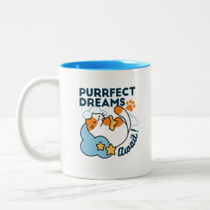 Tasse 2 Couleurs Rêves Parfaits Attendent – Rêve de Chat Mignon End