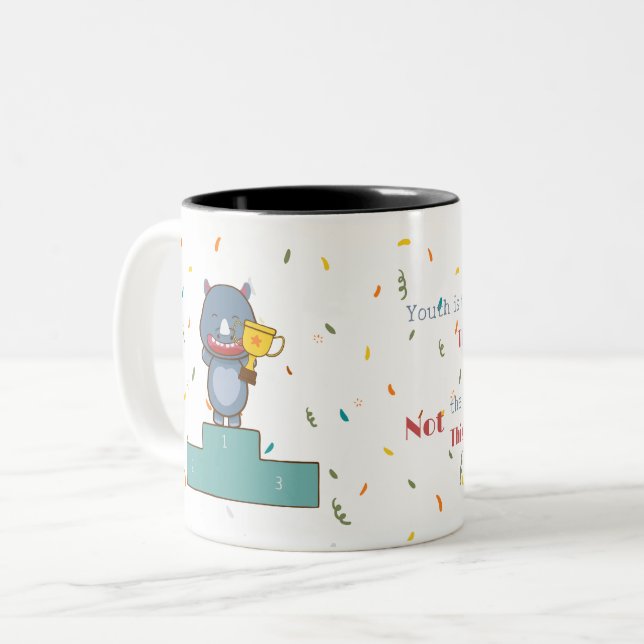 Tasse 2 Couleurs Rhino Gagnant La Course Inspiration Citation Poste (Devant gauche)