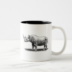Tasse 2 Couleurs Rhinocéros vintages de rhinocéros d'illustration