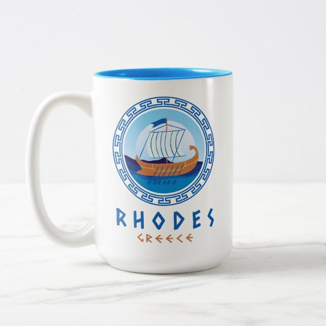 Tasse 2 Couleurs Rhodes, Grèce Conception de navires grecs (Gauche)