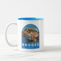 Rhodes Grèce Illustration Voyage Art Vintage