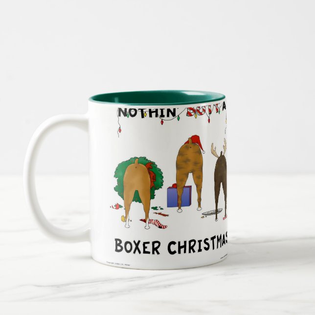 Tasse 2 Couleurs Rien n'aboutent Noël de boxeur (Gauche)
