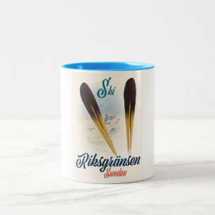 Tasse 2 Couleurs Riksgränsen Suède Ski de voyage art